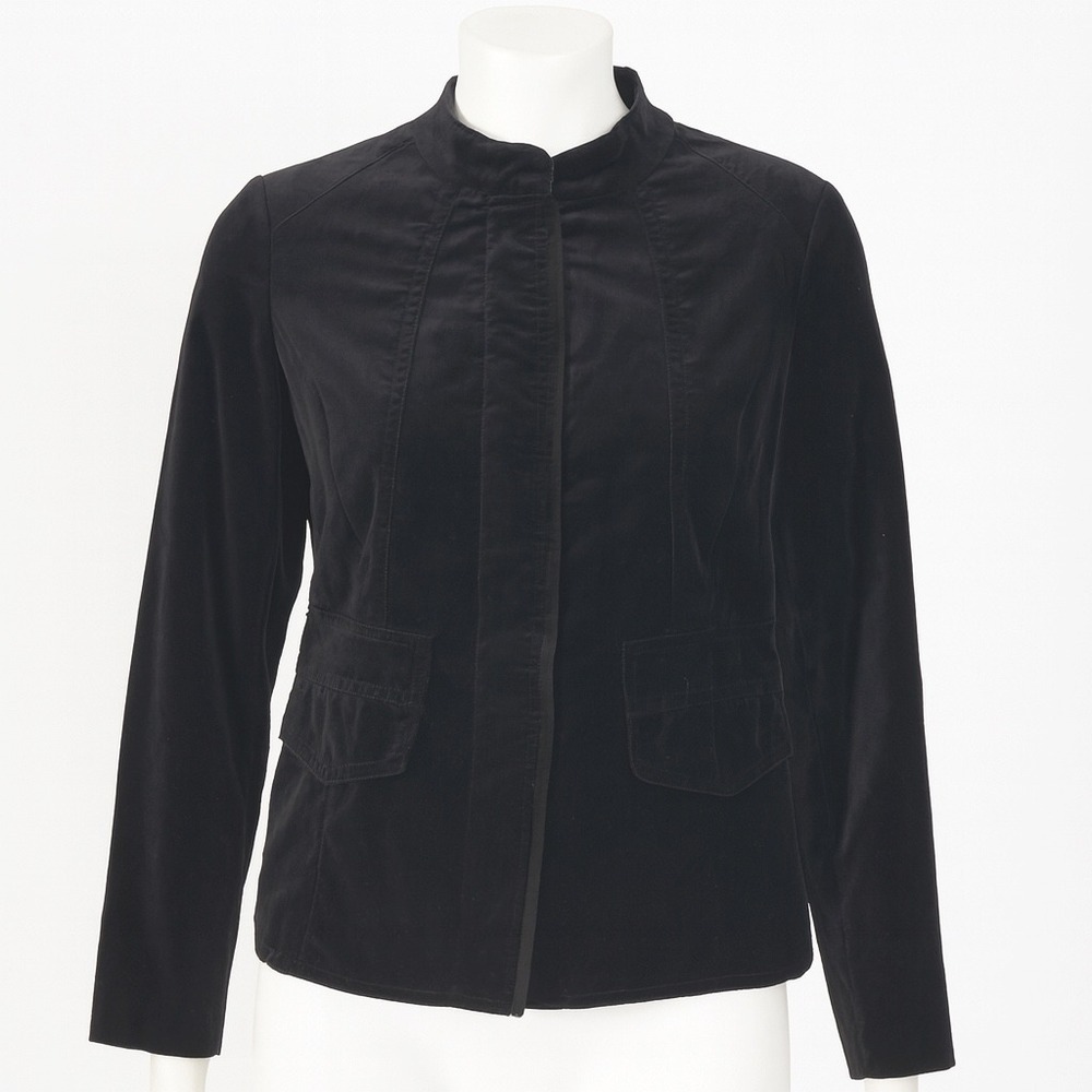Coldwater Creek Velvet Blazer Jacket Black Womens Size 12 Classic Chic Gothic
